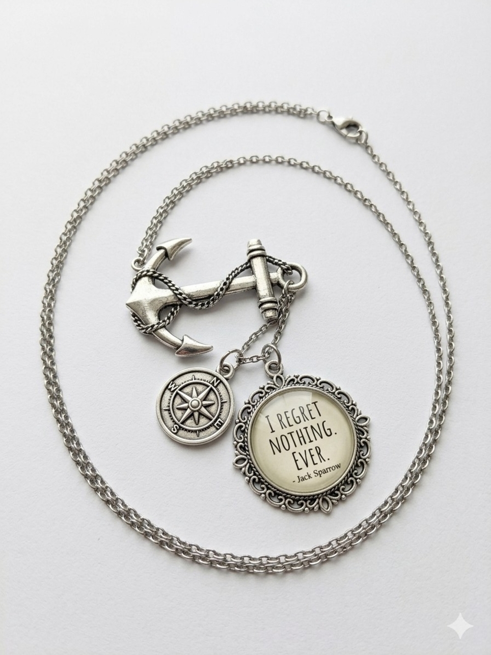 Pirates of the Caribbean Jack Sparrow Quote Anchor Charm Necklace